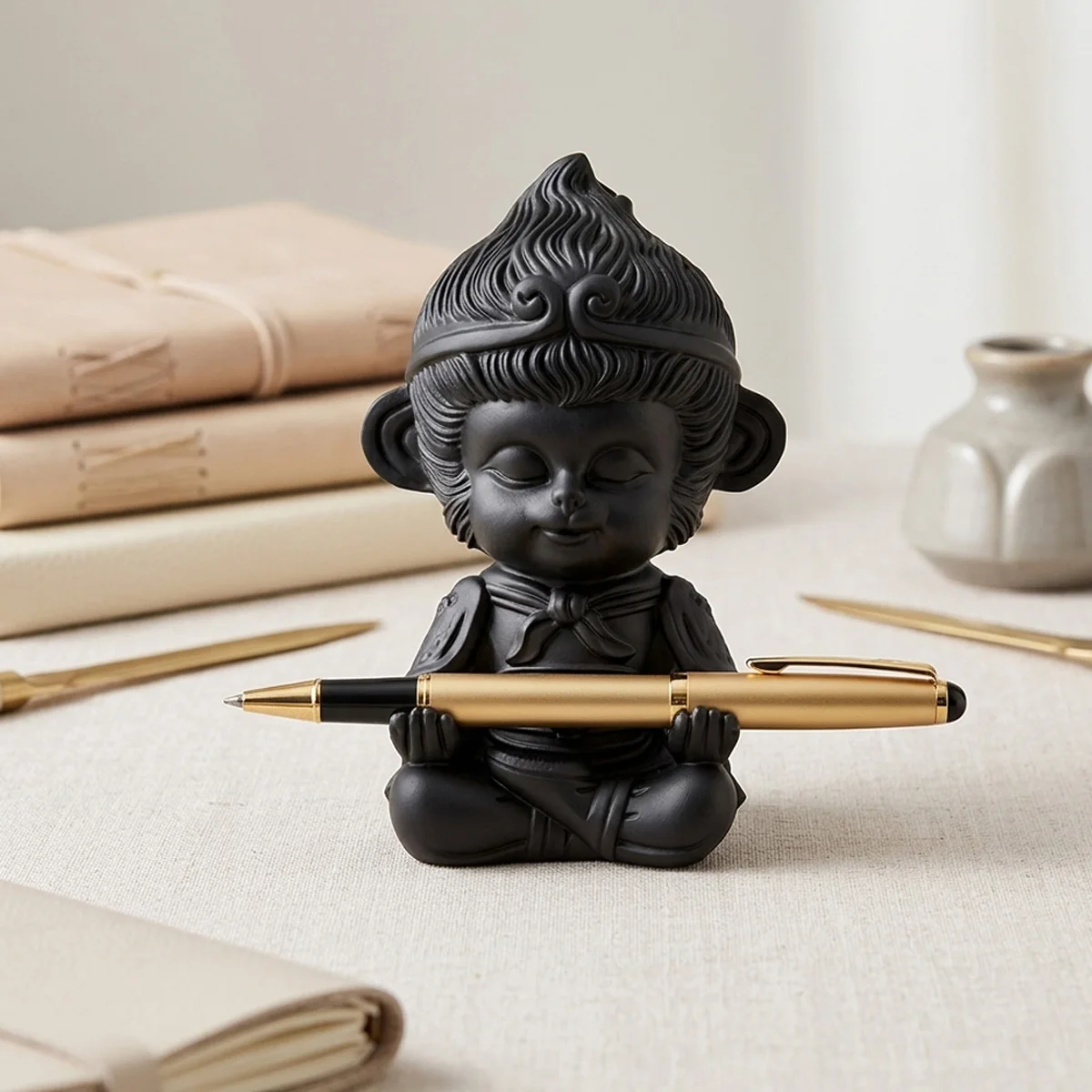 (9*5.5cm) Newest 3D Print China Mythical Figure Monkey King Pen Holder Creative Office Desktop Pen Stand Decoration Ornaments