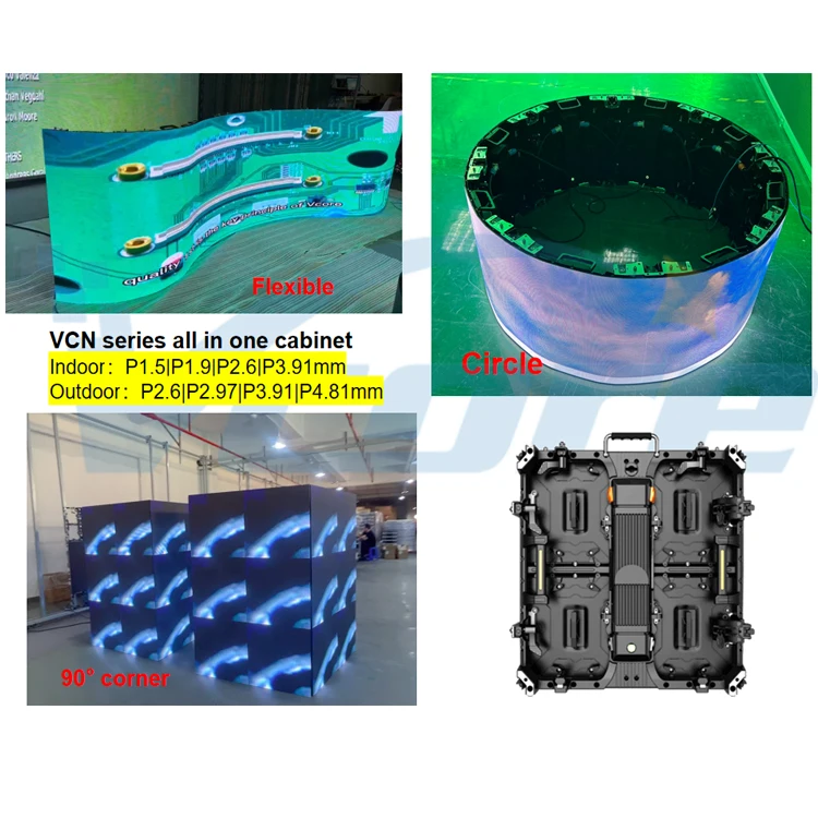 شاشة LED تركيب أمامي منحنى داخلي خارجي 500x500 مللي متر حماية زاوية اللوحة بالألوان الكاملة P2.6 P2.9 P3.9 P4.8