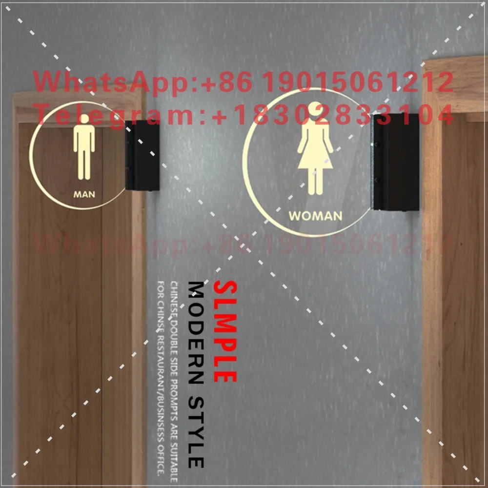 Bathroom door plate Double-sided luminous bathroom men's and women's signs WC indication sign 18x18CM