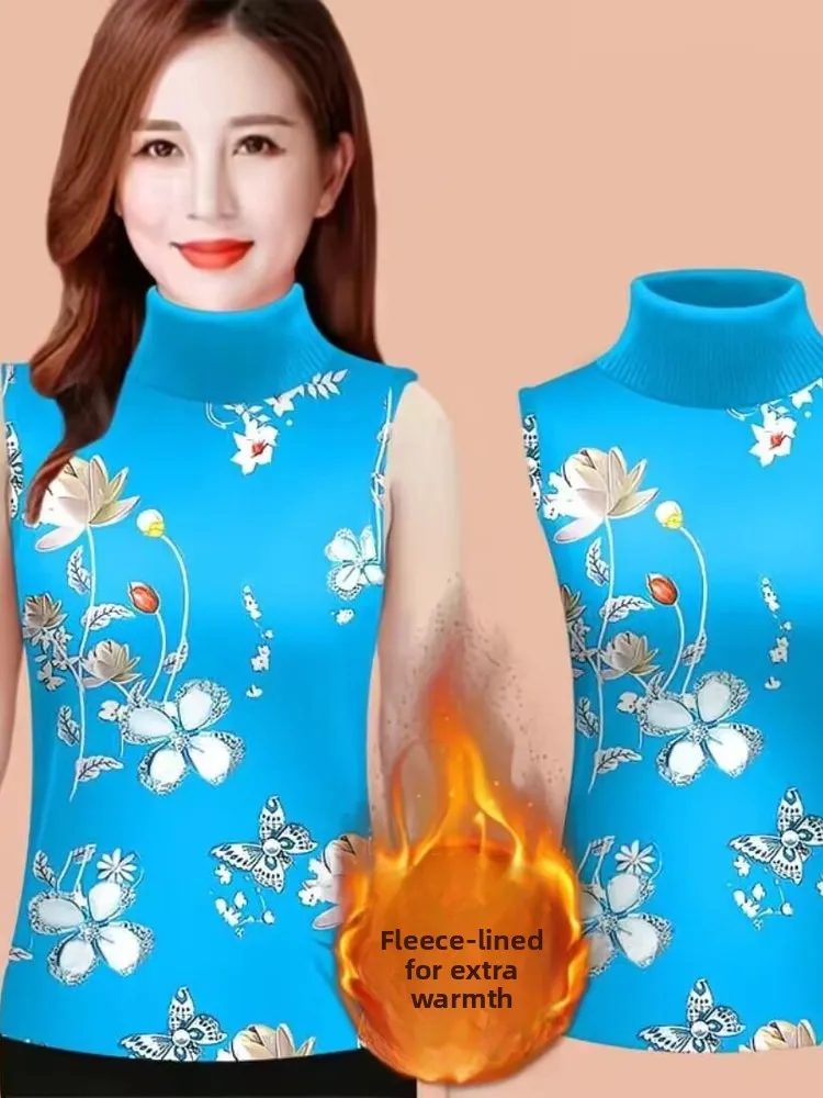 Caldo gilet da donna a collo alto 2025 Nuovo coreano Sle Fce Thiening Winter Faion Stampa casual Design asimmetrico