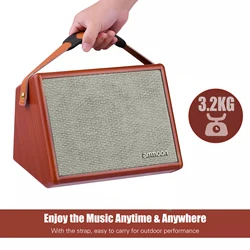 ammoon AC-25 25W Portable Acoustic Guitar Amplifier Rechargeable Wireless BT Speaker Indepedent Reverb Microphone Available