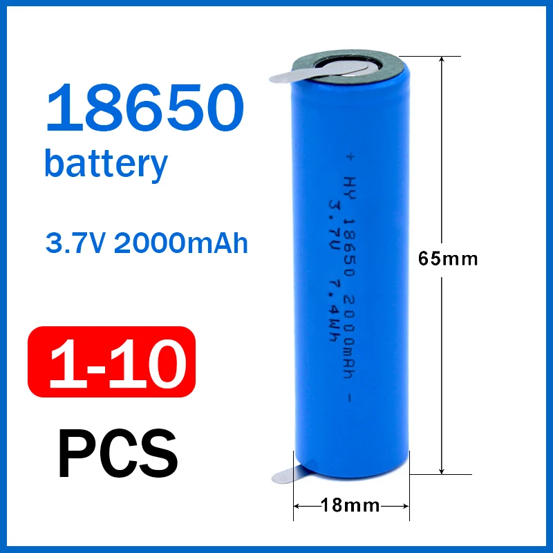 

18650 Battery 3.7V 2000mAh 100% Original NCR18650B Rechargeable Batteries for Counter Lamp Flashlight Hair Clipper Electric Toys