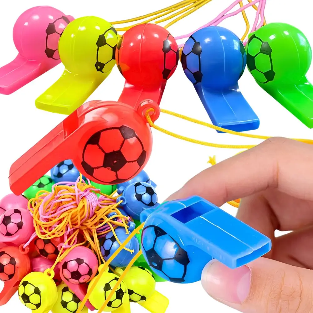 

10/30pcs 6cm Random Soccer Pattern Whistles with 34cm Lanyard, Bulk Noisemaker for Sports Events, Outdoor Activities YMY