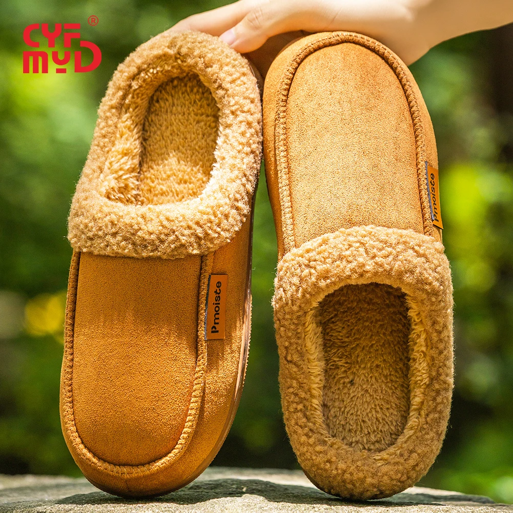 

Luxury Garden Slippers for men Fuzzy TPR Suede Cushion Memory Foam Warm Non Slip Durable Soft Outdoor Shoes