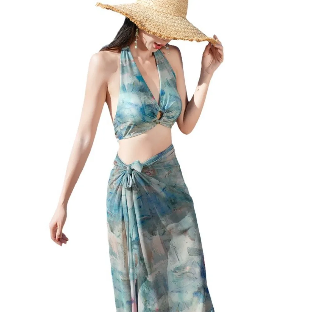 บิกินี่ผู้หญิงหวานเจ้าหญิงสไตล์ Elegant Beach Hot Spring ว่ายน้ําชุดสามชิ้นชุดว่ายน้ําชายหาด