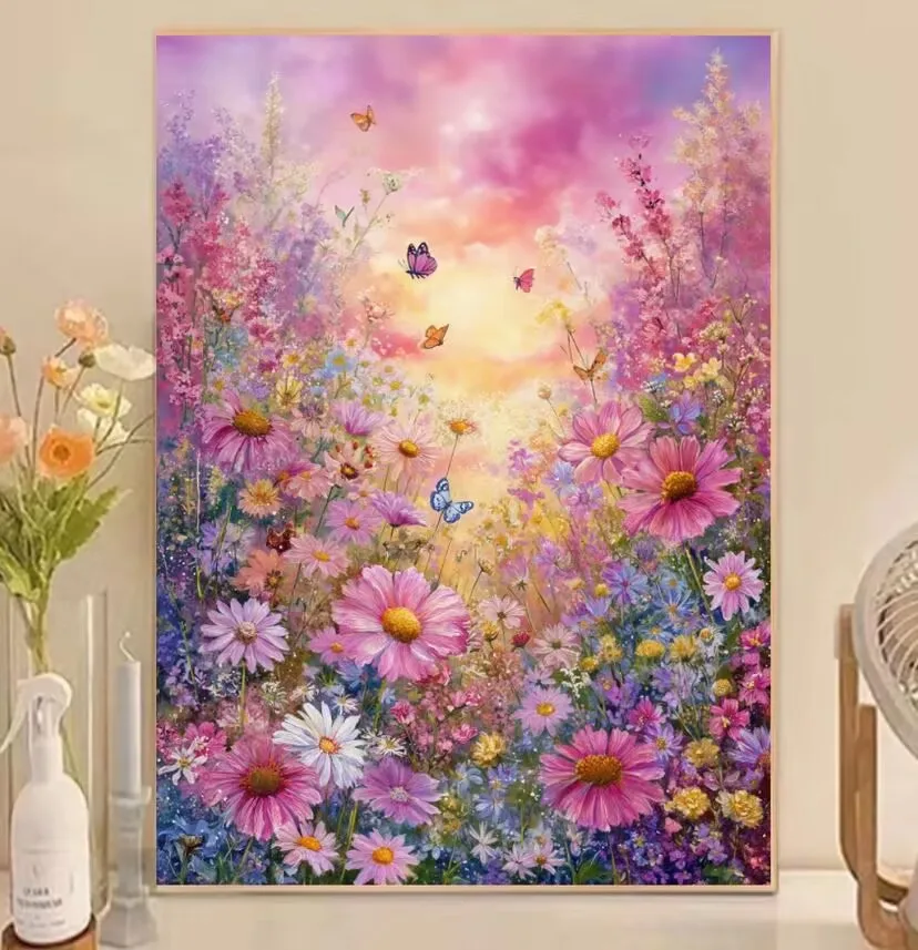 

9ct 65X85cm красочные цветы предварительно напечатанный набор для вышивки крестом «сделай сам» ремесленная нить игла поделки