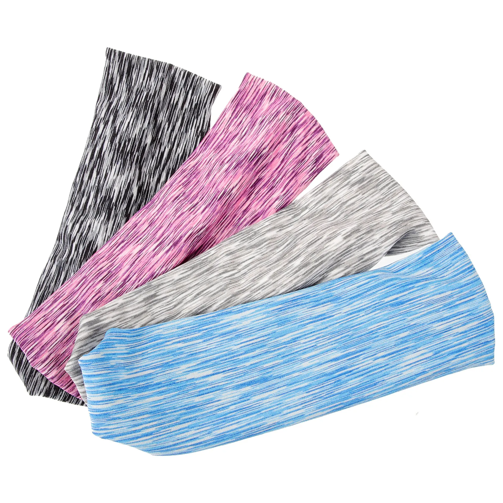 

4pcs Striped Elastic Hairband Sweatbands for Women Sports Yoga Headband Workout Stretchy Running Breathable Absorbent Fitness