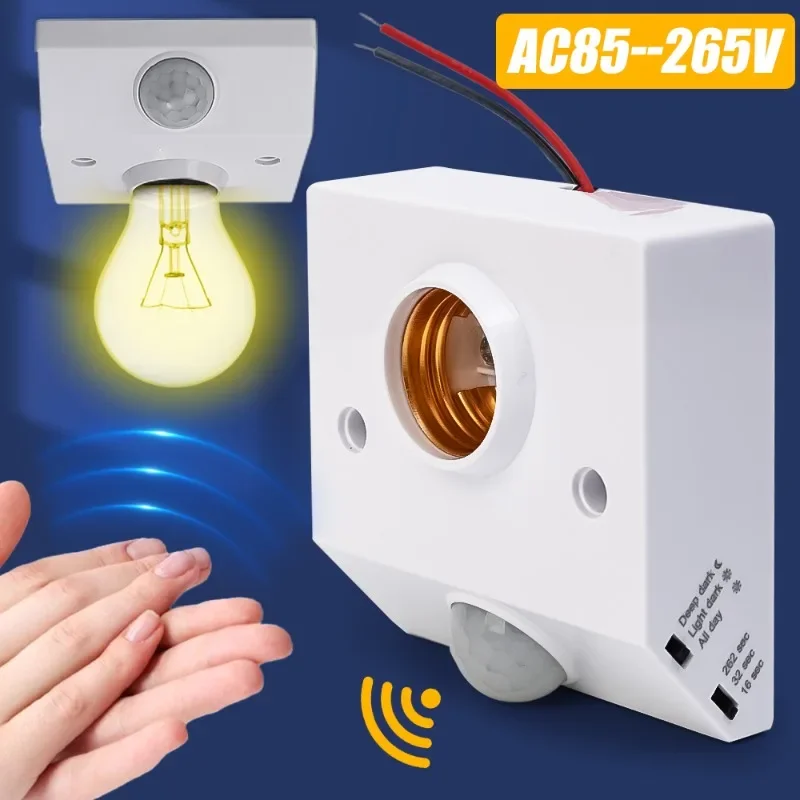 3/1PCS Human Body Infrared Sensor Lamp Holder E27 Bulb Fixing Base Stand Motion Detector Wall Lamp Socket Lighting Accessories