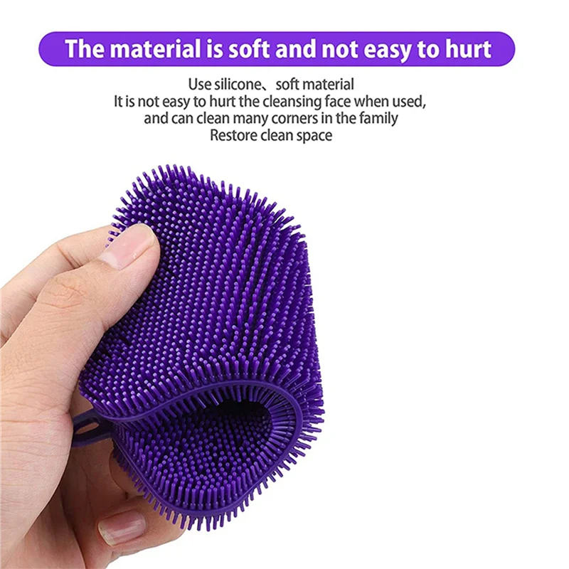 N04R Larger Size Silicone Sponge, For Dishes Washing Kitchen Gadgets,Double Sided Silicone Sponge Brush (Purple,6 PCS)