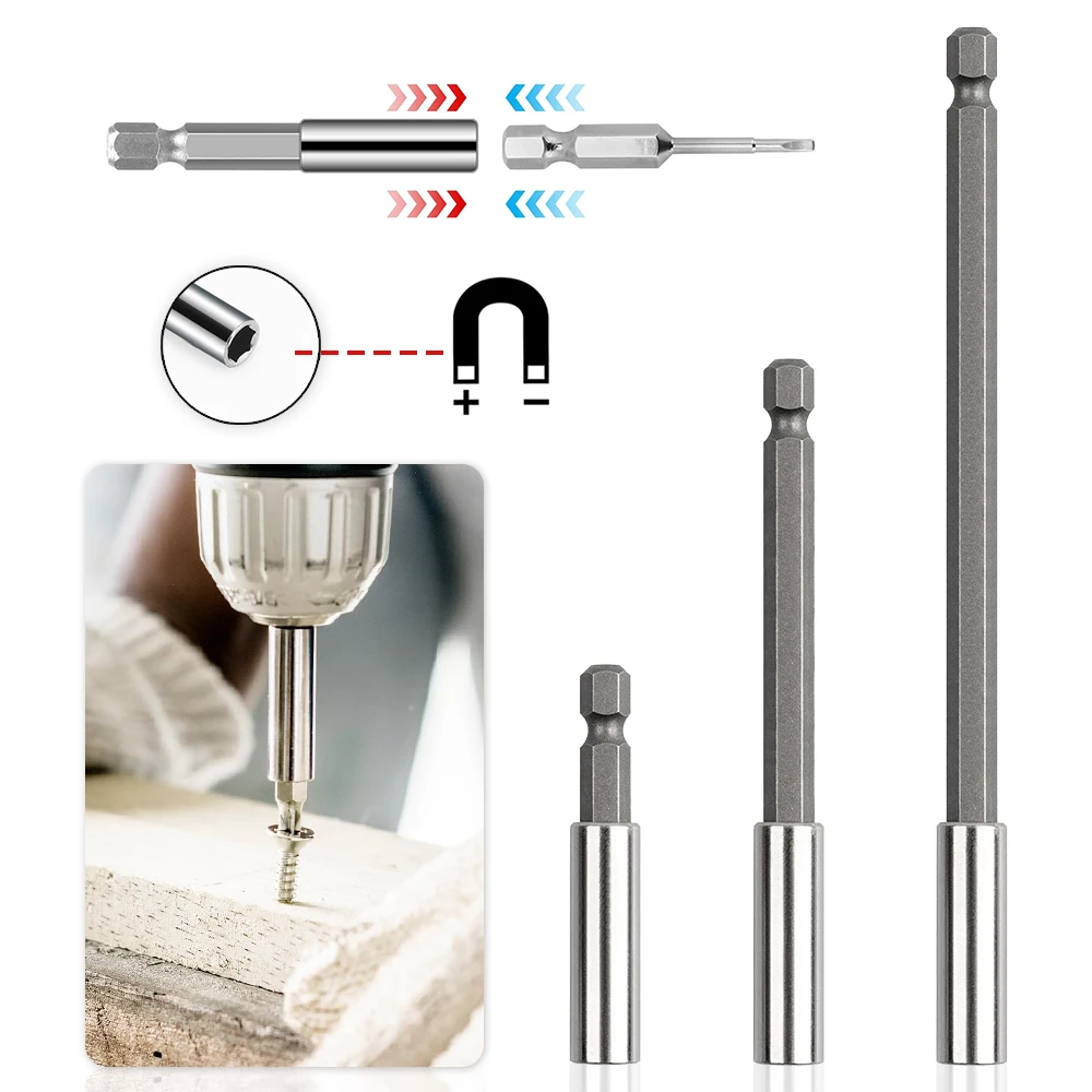 3Pcs 60 110 150mm Hexagonal Handle Extended Connecting Rod Magnetic Screw Bits