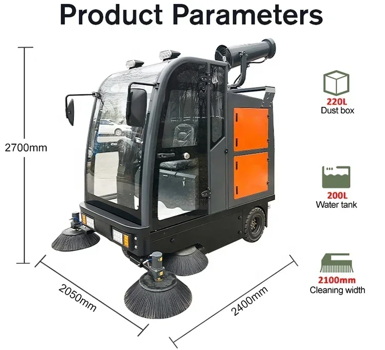YG Customized DM-2100H Road Cleaning Machine Ride On Industrial Floor Sweeper Electric Street Sweeper
