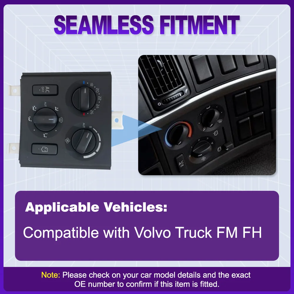 مفتاح التحكم في المناخ لتكييف الهواء بالتيار المتردد 20508582 21318121 لشاحنة فولفو FH FM A/C لوحة وحدة التحكم مجتمعة التبديل #2