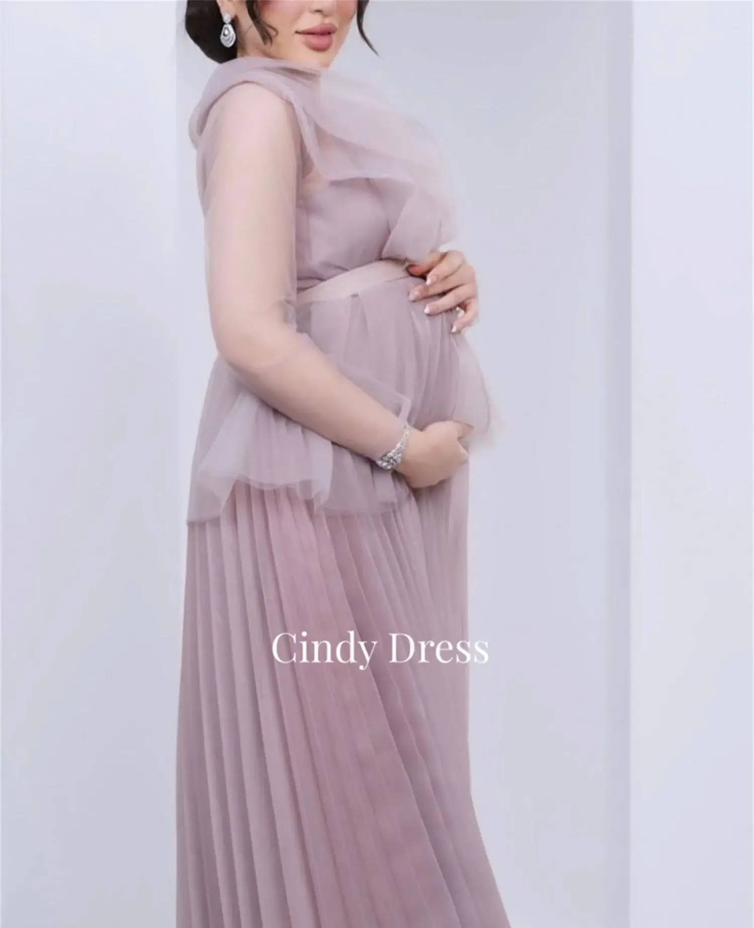 Luxurious Women\'s Evening Dresses Luxury Customized Pink Pregnant Woman Photo Shoot Graduation Dress Eid Al-fitr Grace Prom Gala