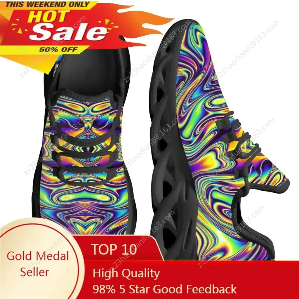 

Fashion Trippy Colorful Mesh Breathable Outdoor Shoes Comfortable Casual Shoe Spring Running Sneaker Soft Flat Sneakers