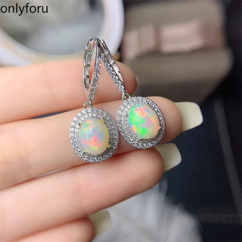 Natural Opal Earrings for Party 8mm*10mm Opal Drop Earrings Fashion 925 Silver Opal Jewelry Drop Earring