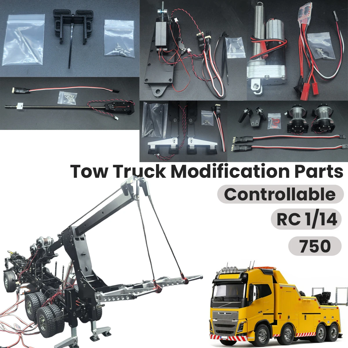 Tow Truck Modification Accessories for 1/14 Tamiya RC Truck Car 56362 Volvo FH16 750 DIY Remote Control Toy Upgrade Parts