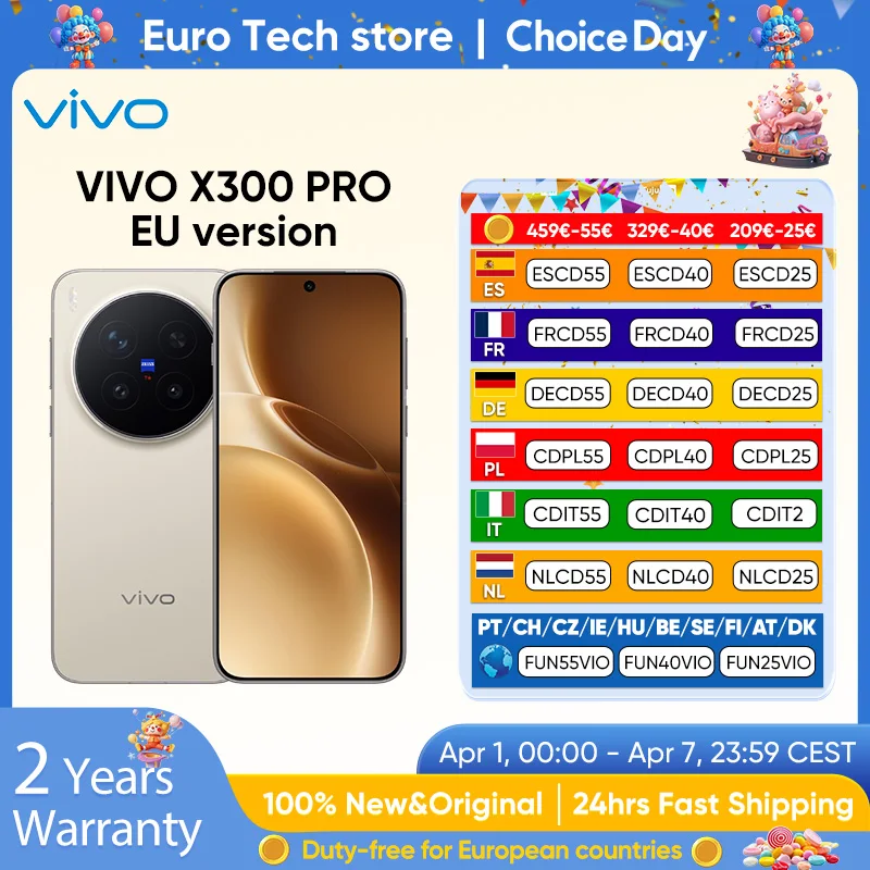 VIVO X300 PRO 5G Smartphone Version mondiale MediaTek Dimensity 9500 Android 16 5440mAh 90W 6.78 "AMOLED 200MP eSIM NFC