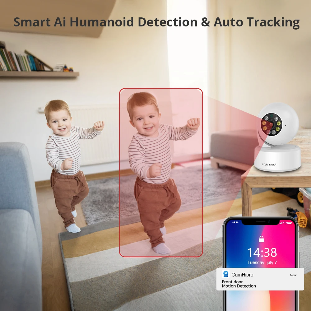 Imagem -02 - Boavision hd 2mp 4mp Wifi Ptz Cam ai Human Auto Tracking Áudio em Dois Sentidos Cor Visão Noturna Smart Home Video Security Cam