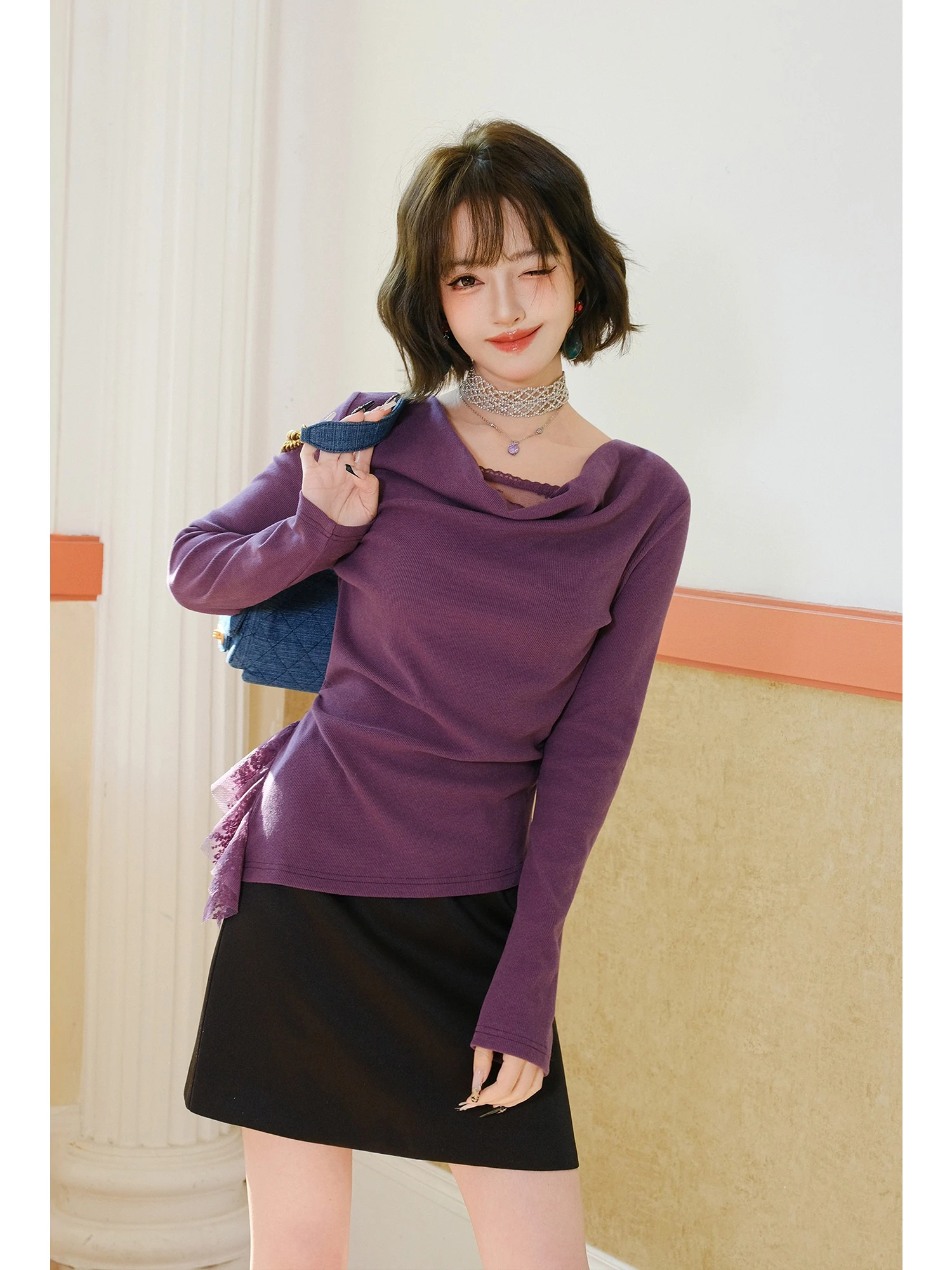 

MIUCO Simple Bla A-Line Skirt High Waist Slim Fit Color Women's Faion Spring 2026 f Body Skirts