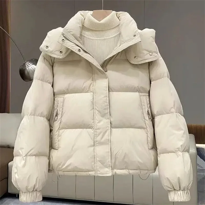 

Cotton-Padded Jacket Female New Autumn Winter 2026Korean Loose Down Coat Women's Parkas Short Bread Overwear Hooded Outcoat Tide