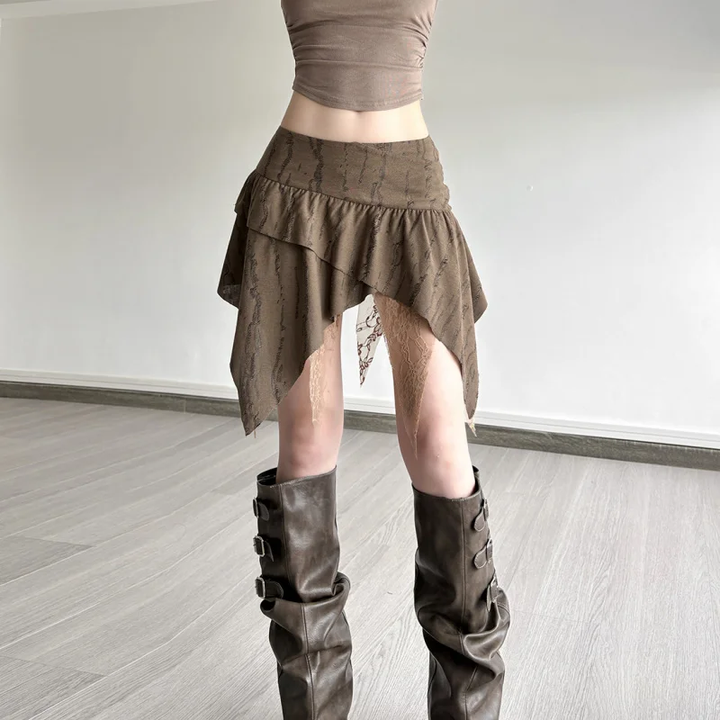 

Сексуальная асимметричная юбка-трапеция с высокой талией для ночного клуба, из полиэстера, в стиле Pure Desire