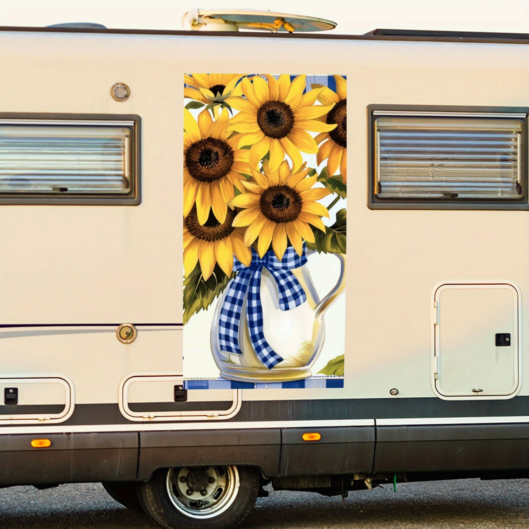 

Наклейка «Добро пожаловать» с подсолнухом, виниловая наклейка для двери автомобиля на колесах, водонепроницаемые самоклеящиеся виниловые наклейки для хвоста и бампера автомобиля,