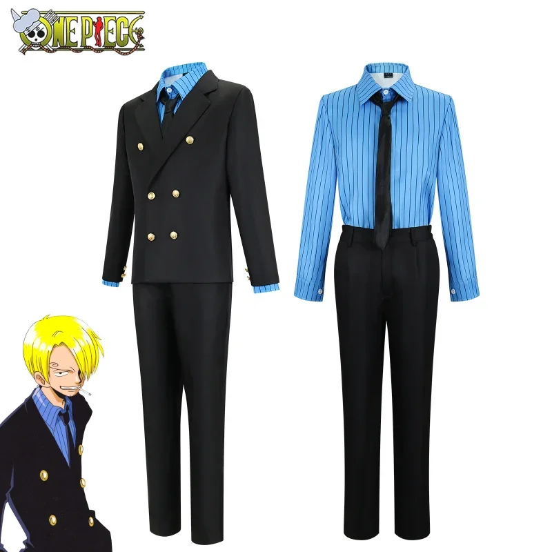 ONE PIECE Waguni Shanji blue shirt cos suit black suit anime two-dimensional cosplay halloween makeup suit yellow