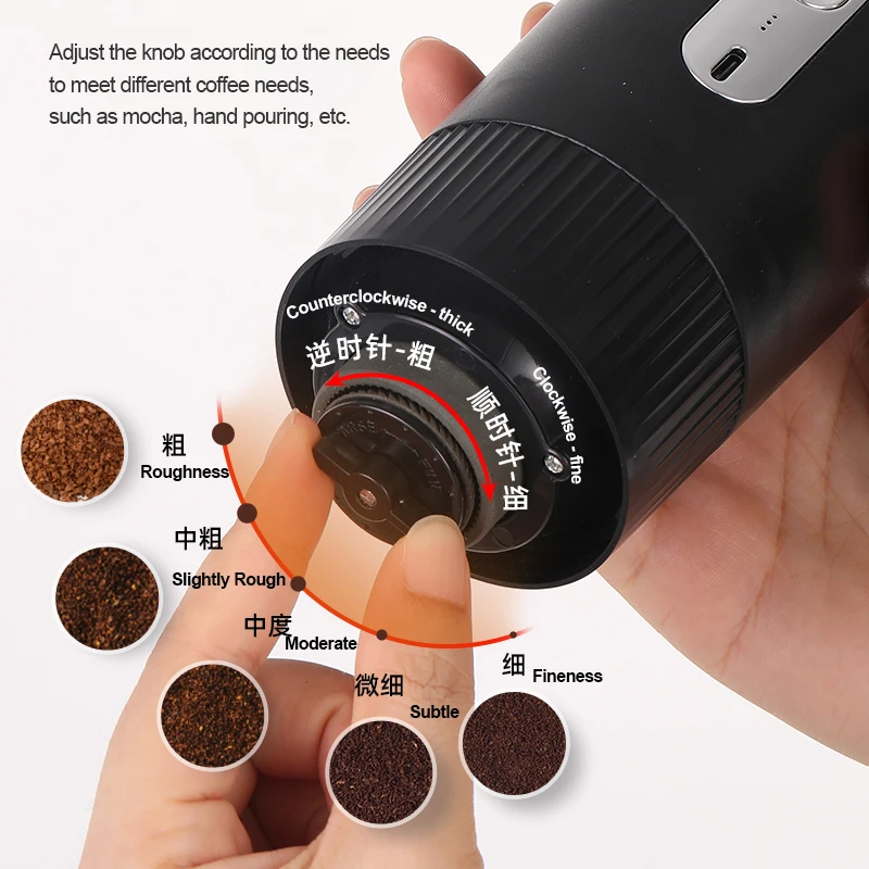 New Upgrade Dual Mode Automatic Beans Mill Travel USB Rechargeable Portable Electric Coffee Grinder