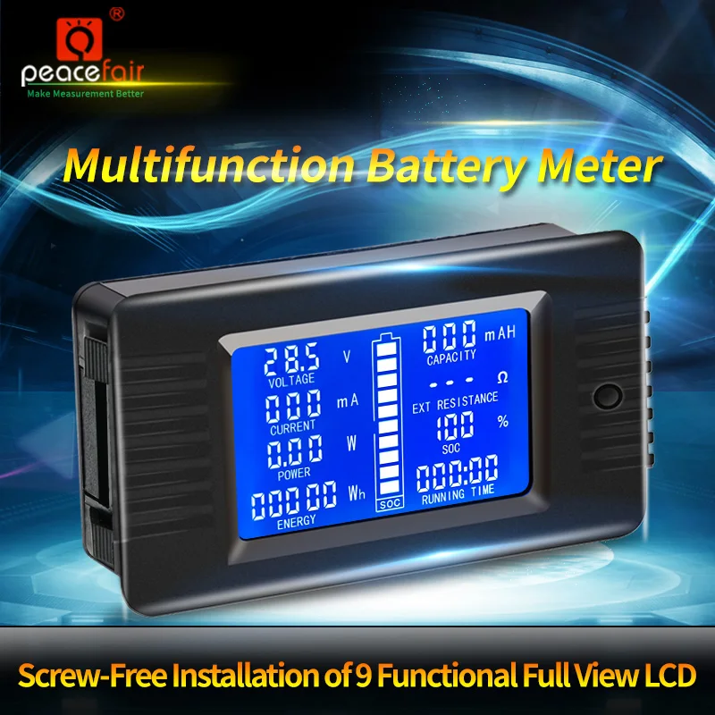 Batterie tester 9 in1 Spannungs messer Amp Voltmeter Strom Leistung Energie Impedanz Widerstand Kapazität Soc Monitor 0-200V