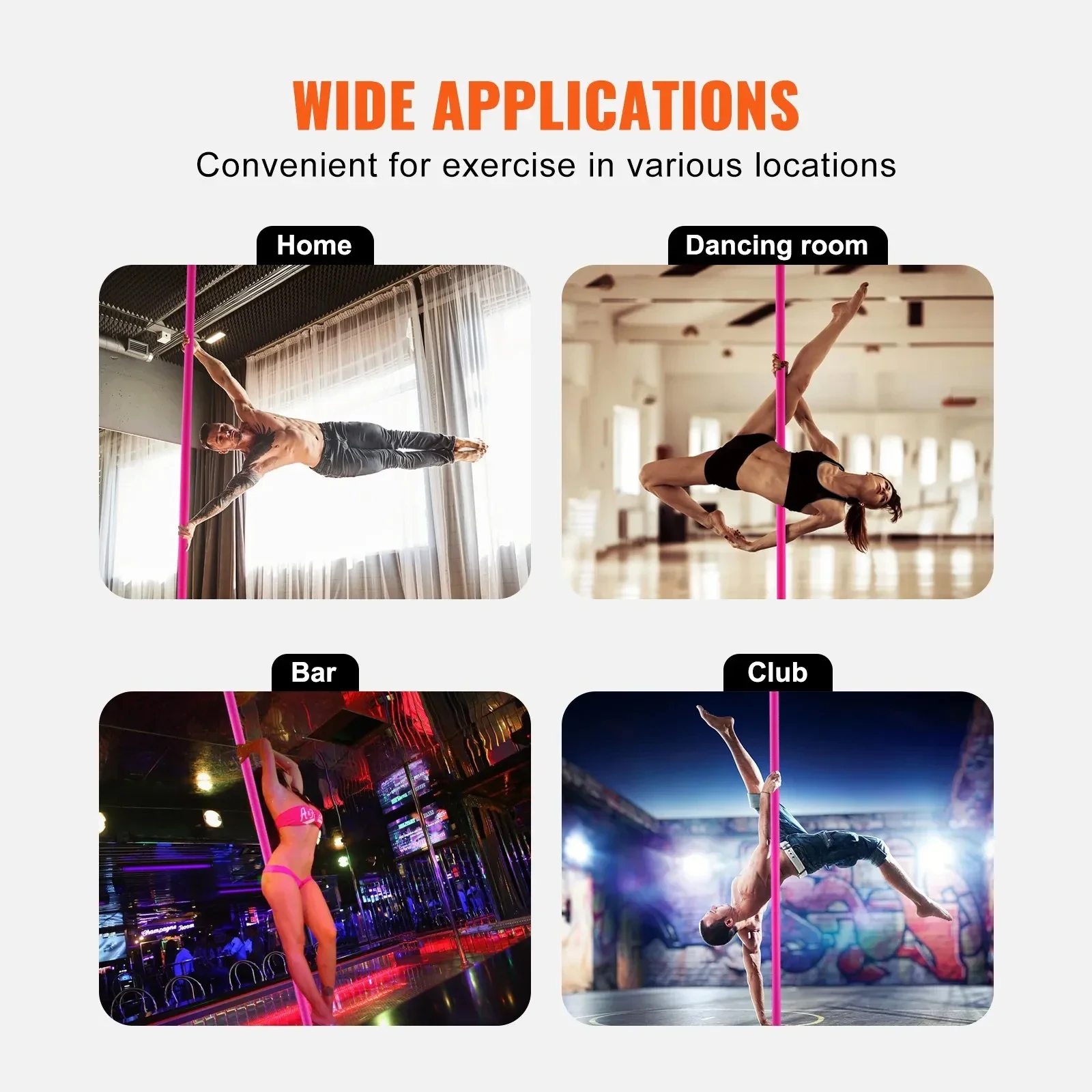 SIHAO Silicone‑Grip Suspended Aerial Dance Pole | 45mm Stainless‑Steel 360 Degree Spinning Rotary Hanging Pole, Fitness Training Hardware for Home Gym, Dance Studio & Indoor Workout30