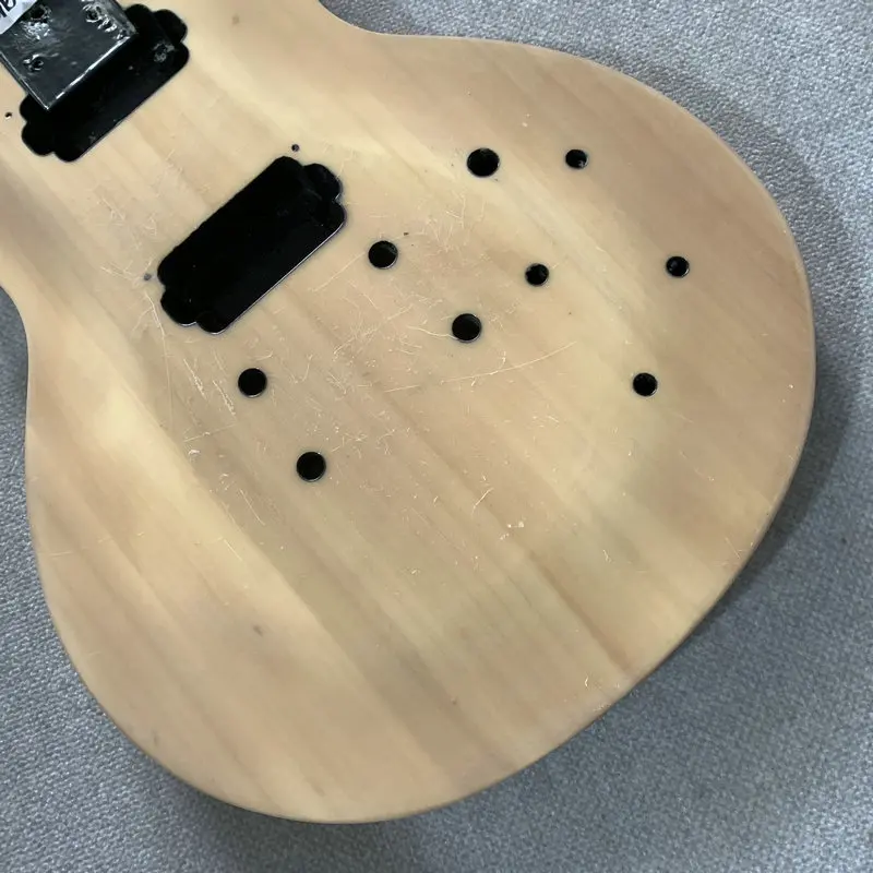 Unfinished Nature Color Lp Model Electric Guitar Body  Solid Basswood HH Pickups  Right Hand Tune-O-Matic for DIY  Damages GB650