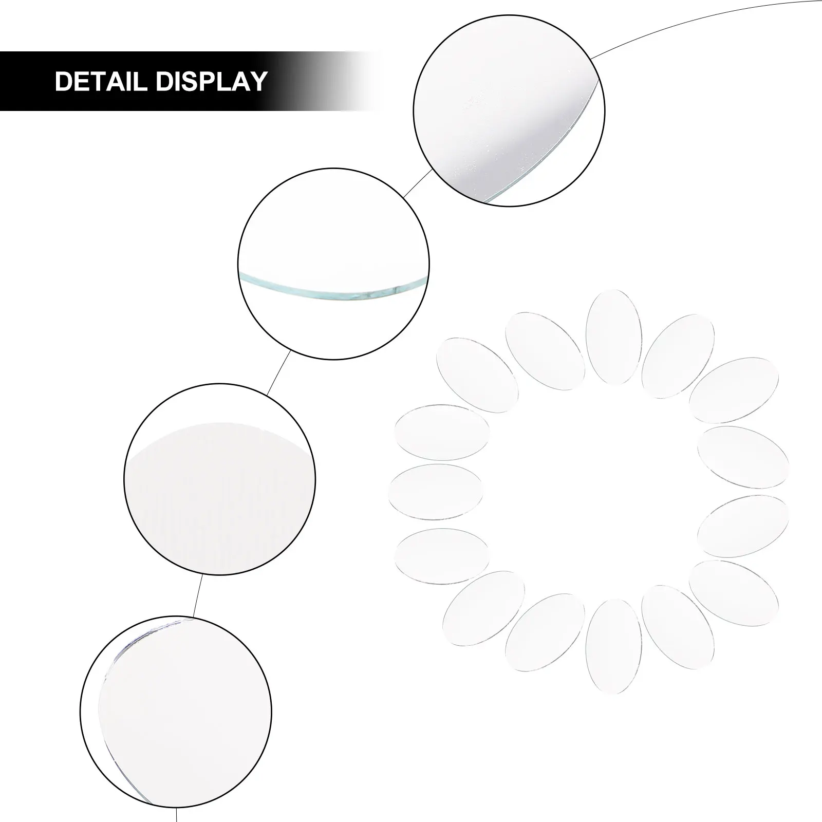 

20 Pcs Oval Lens Makeup Mirror Women's Craft Tiny Small Mirrors for Crafts Accessories and Unfinished