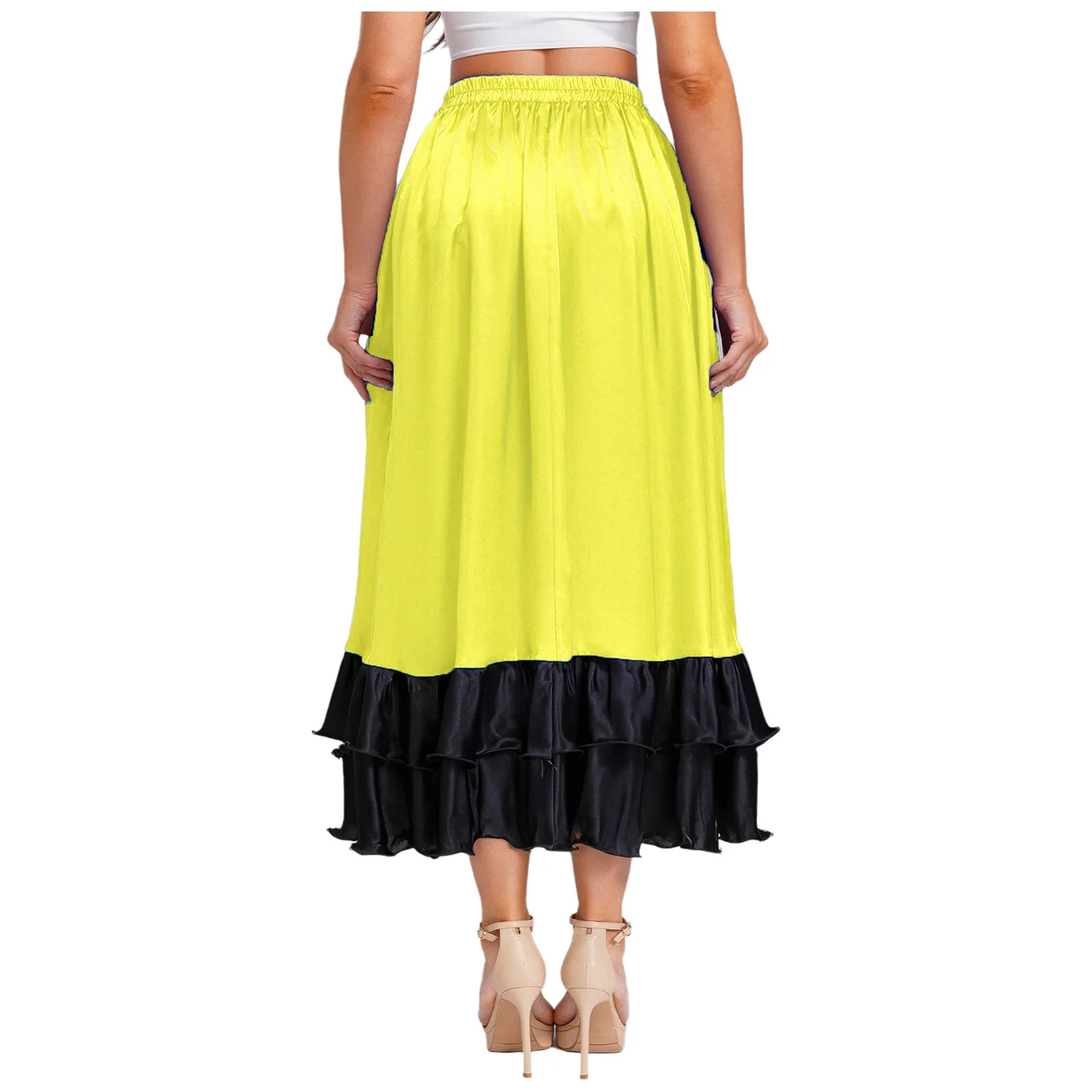 Spódnice flamenco dla kobiet, tradycyjny hiszpański strój taneczny, satynowe spódnice na festiwale, karnawały, występy sceniczne, odzież taneczna.