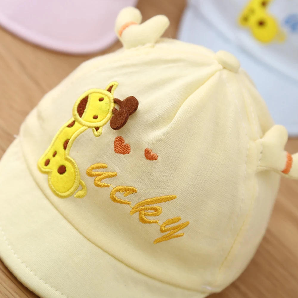 Cartoon Baby Hat Soft Spring Autumn Peaked Cap Lucky Giraffe Small Month Newborn Baby Baseball Cap For Kids 0-6 Month