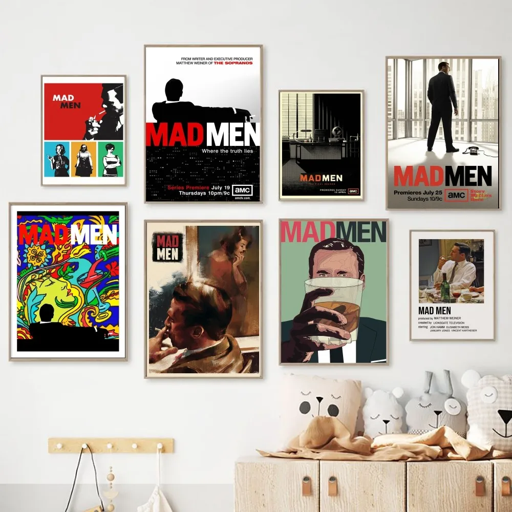 Mad Men Movie Poster No Framed Poster Kraft Club Bar Paper Vintage Poster Wall Art Painting Bedroom Study Stickers