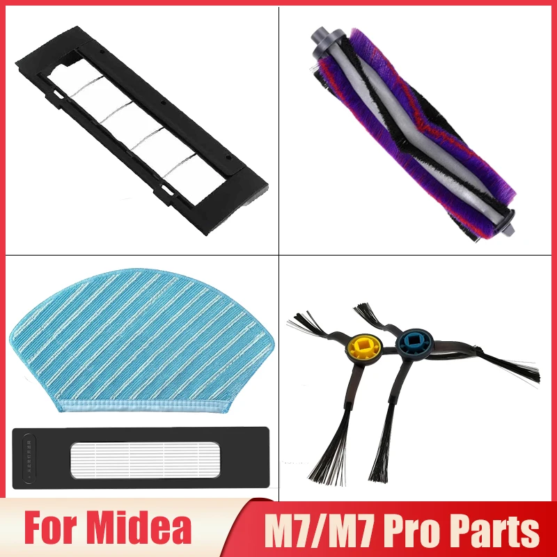 Roller Brush Cover Parts For Midea M7 M7 Pro Robot Vacuum Cleaner Replacement Hepa Filter Side Brush Mop Cloth Accessories