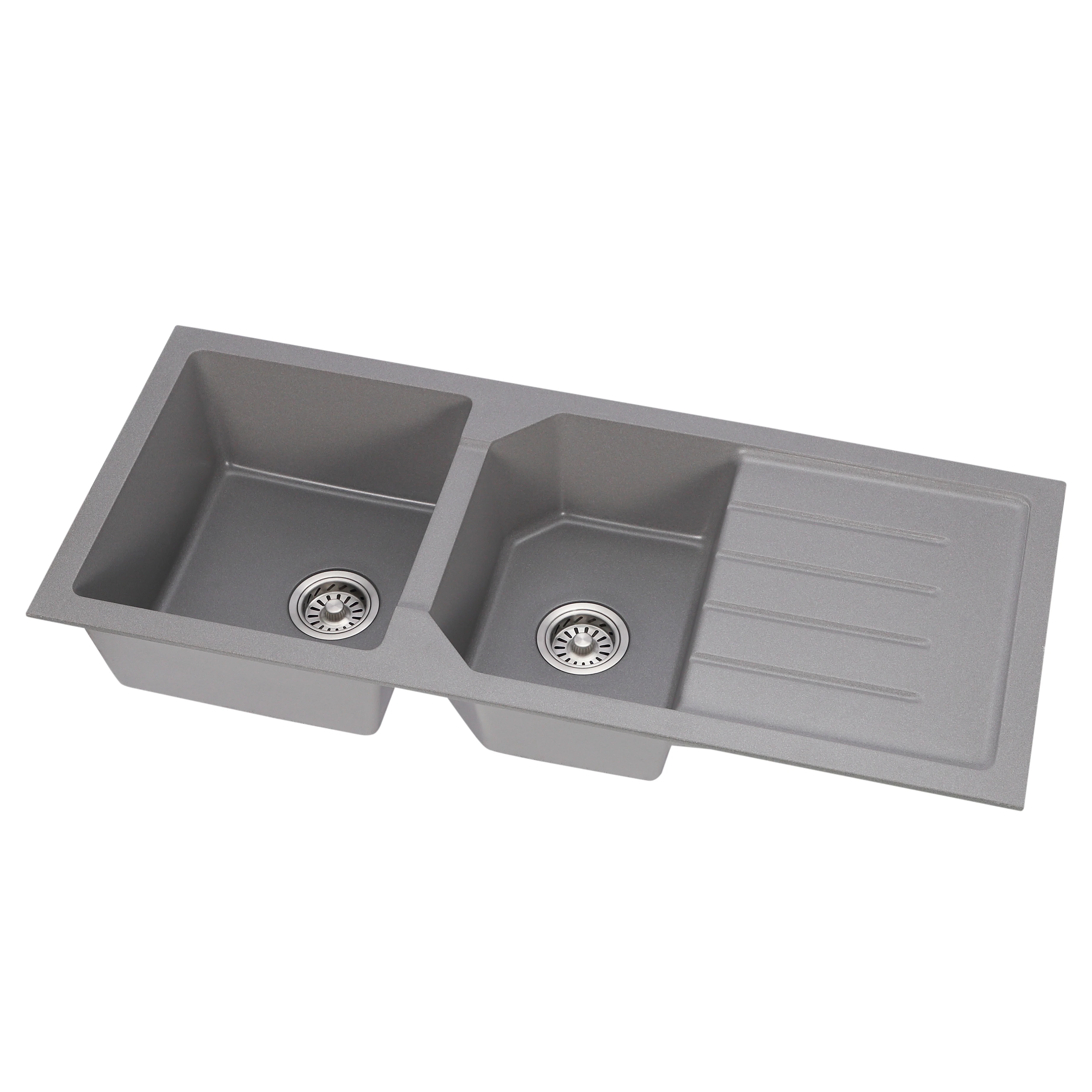 STLF  High Quality Customized Hotel Restaurant Farm XW1150 Fregadero Artifical Stone  Granite Double Bowl Drainboard Kitchen
