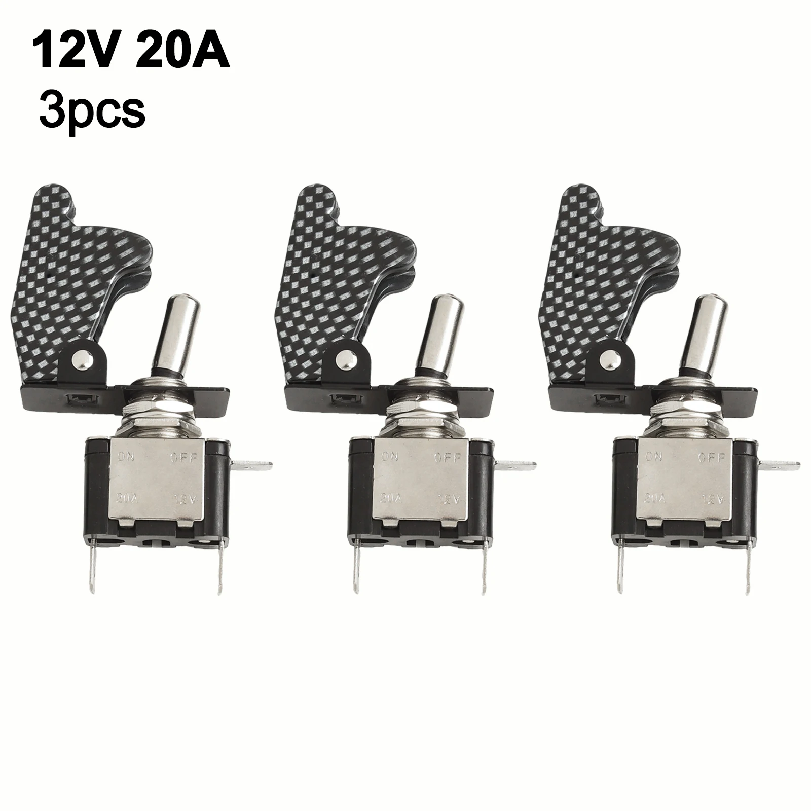 3PCS 12V 20A Rocker Switches LED Illuminated On/Off Switches with 3Pin Configuration and Safety Features for Automotive Use