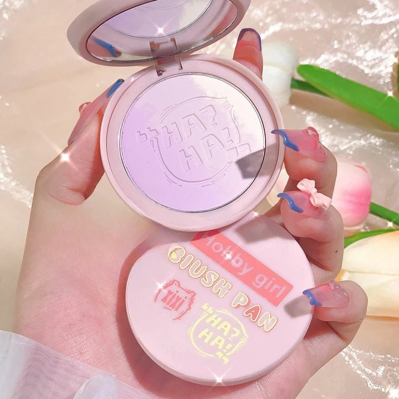 1Pc Gradiënt Blush Gezicht Minerale Pigmenten Natuurlijke Blush Contour Schaduw Wang Blush Perzik Oranje Matte Cosmetica Naakt Roze Blauw