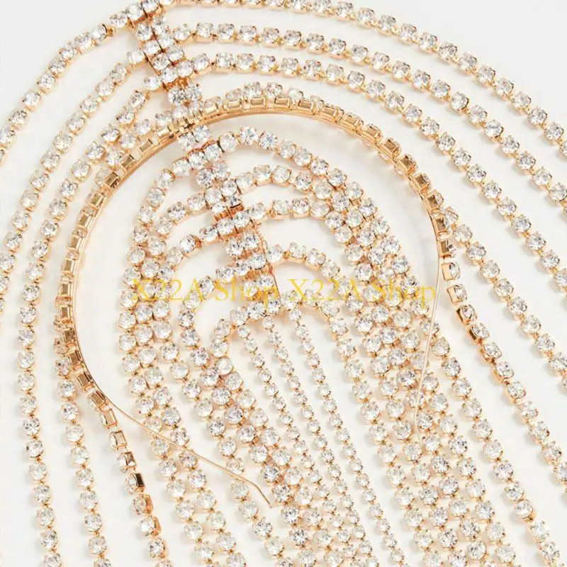 

Уникальная женская блестящая длинная повязка на голову с кисточками и стразами, ювелирная цепочка с кристаллами, свадебный обруч