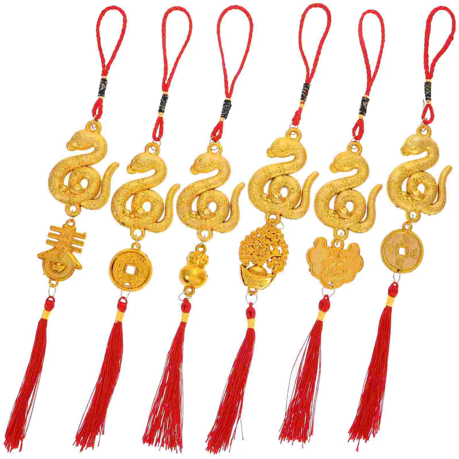 

6 Pcs Good Luck Charms Gold Plated Decoration Chinese Style New Year Ornament of The Snake 2025
