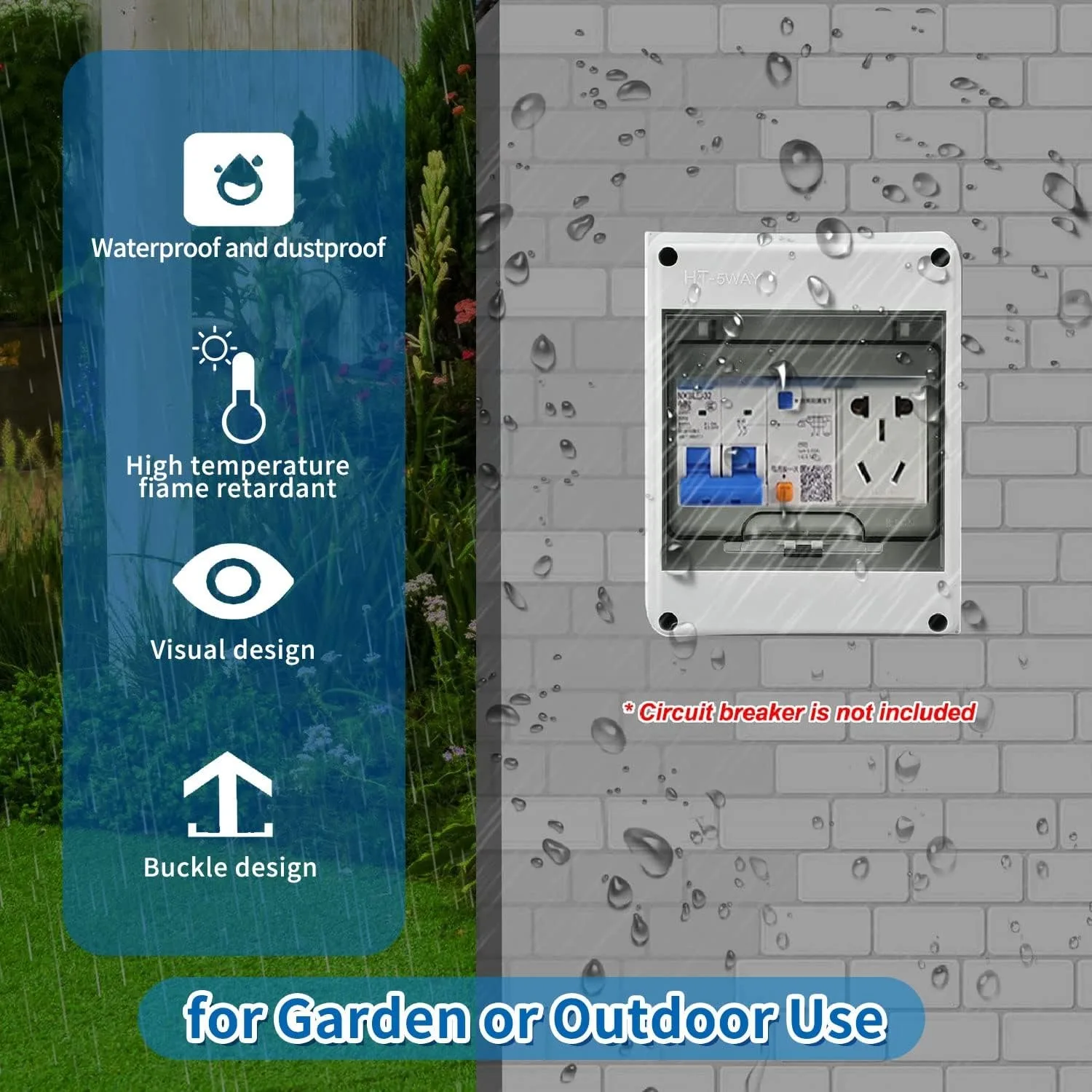 HT Series IP65 Mcb Breaker Box Distribution Protection Box Supply Electronic Din Rail Enclosure for Circuit Breaker on The Wall