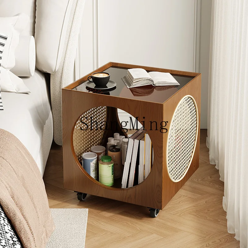 ZYY medieval borda de madeira maciça vários quartos mesa de cabeceira carrinho de armazenamento estante móvel