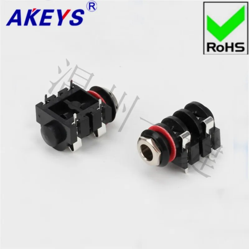 10 PCS 6.35MM microphone socket 6.35.334g.4p headphone socket head metal four-legged short feet