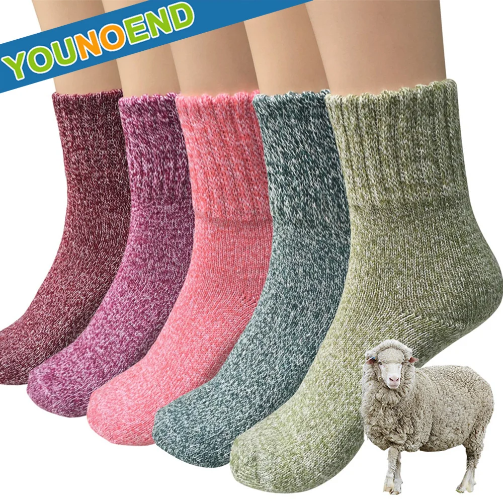 1Pair Fashion Women Wool Socks Winter Warm Wool Socks Thick Cozy Knit Socks Boots Socks for Women Home Socks Simple Floor Socks