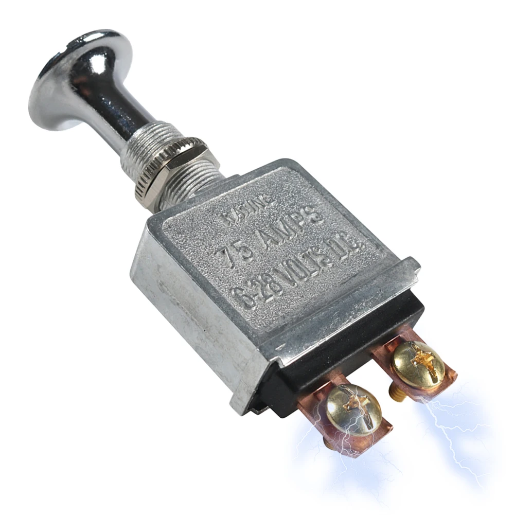 Heavy Duty Push-Pull Switch On/Off 75 AMP Heavy Duty Metal Push Pull On Off Switch DC 6-28V for Trucks/ Hot Rods/ Boat/Race Car