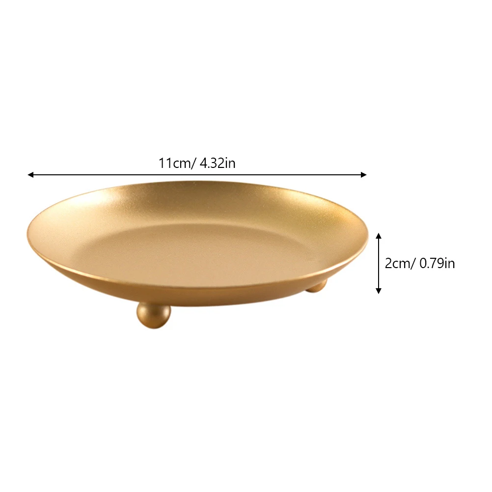 

Elegant Iron Tray Golden Decorative Holders for Home Wedding Decor Delicate Dish Household Plate Wax Holder