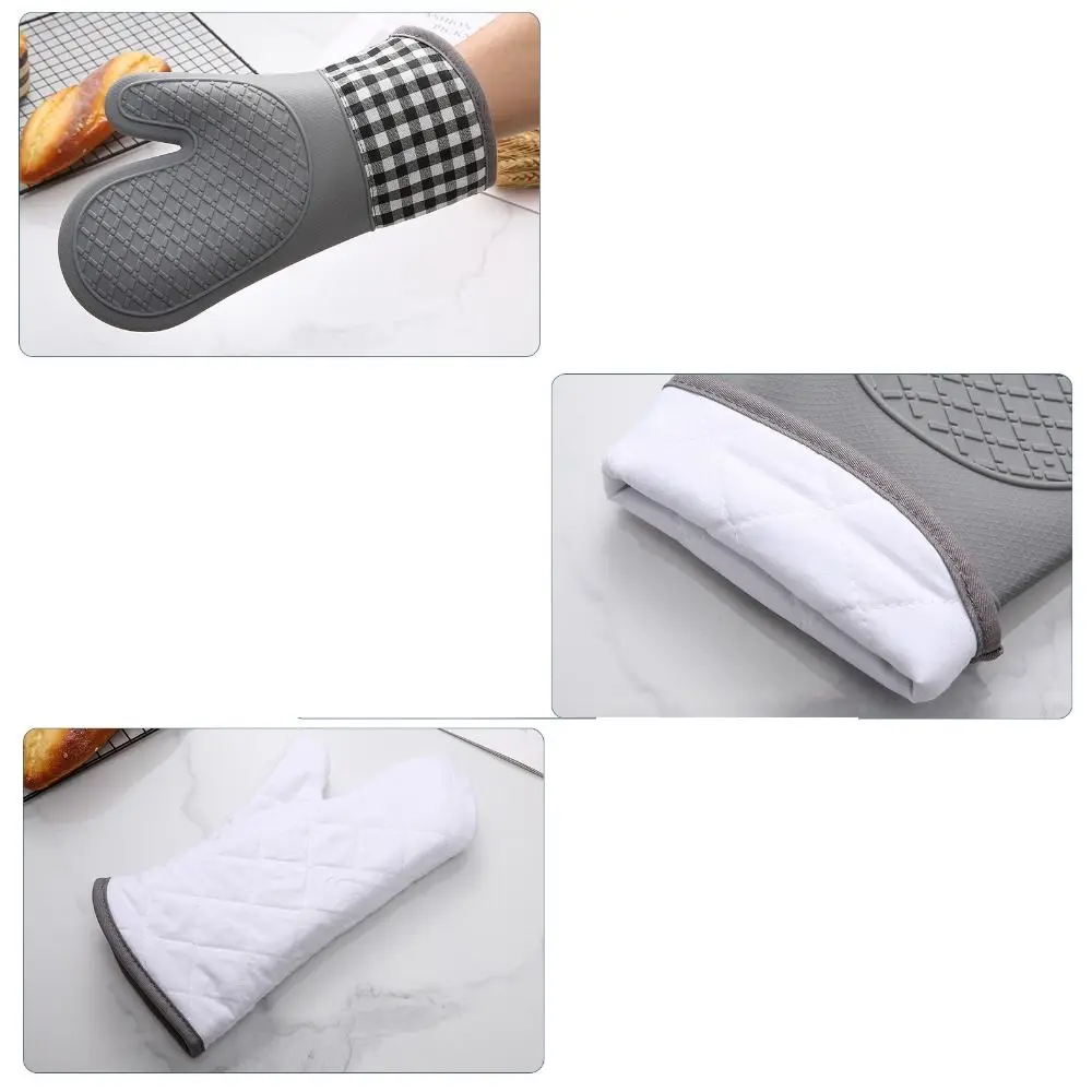 Insulated Oven Gloves Silicone Heat-proof Gloves Oven Mitts Microwave Oven Baking Tools Household Kitchen Bar Bakeware