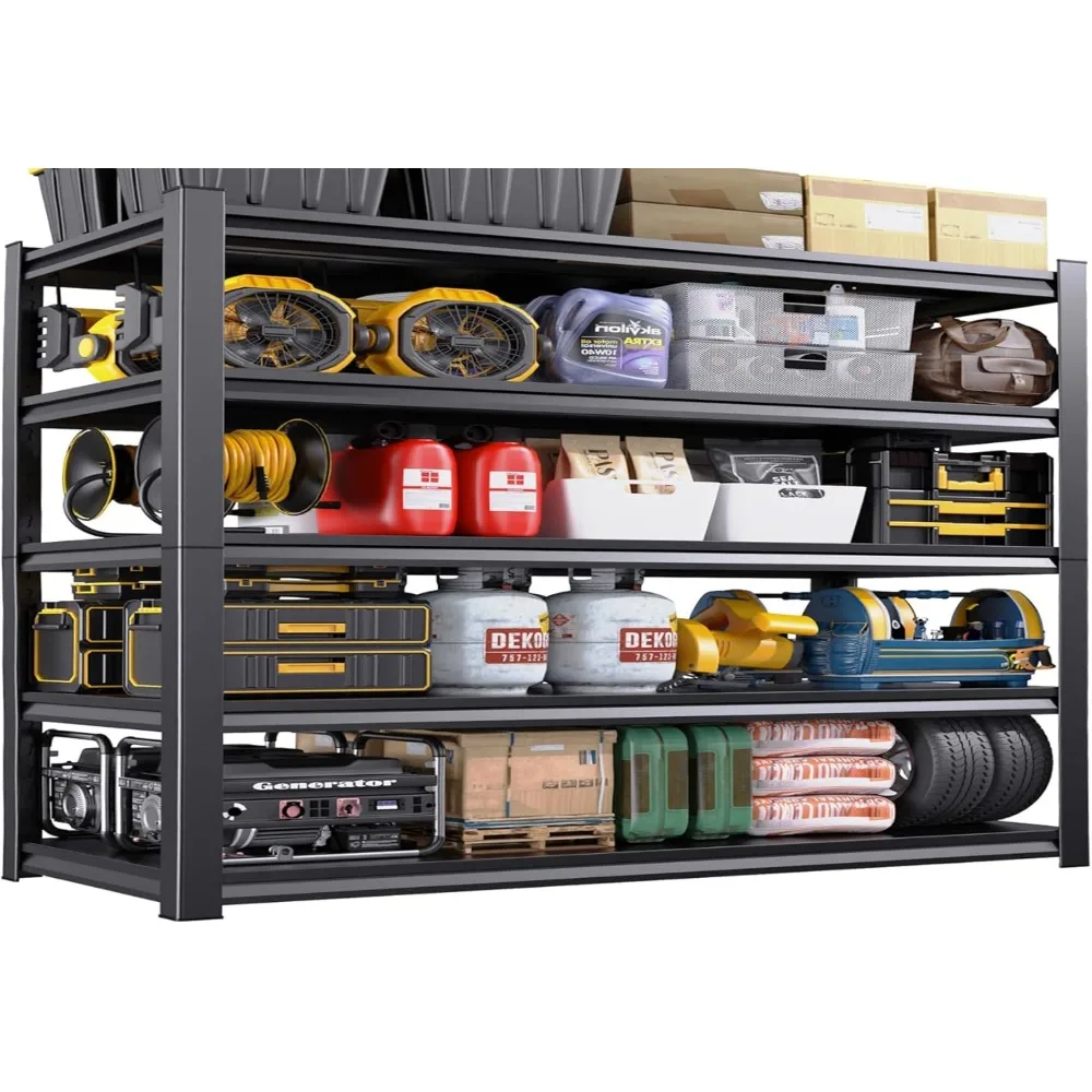 

"3000LB Capacity Garage Shelving - 72"H x 59"W 5-Tier Heavy-Duty Metal Rack w/ Adjustable Shelves"​