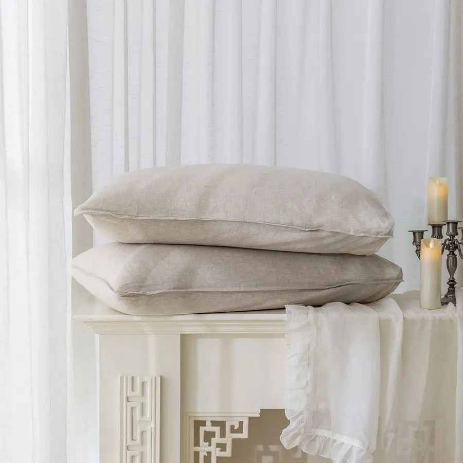 

Набор из 2 наволочек из 100% льна, с французской застежкой-конвертом, из натурального стираного льна, 20x30 дюймов, натуральный лен